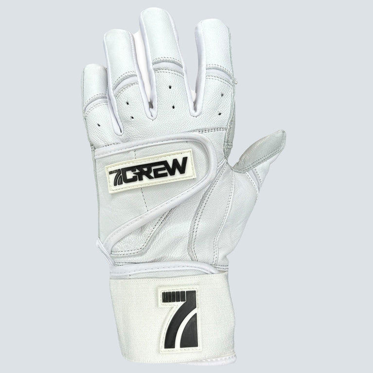 White / Gray Long Cuff Batting Gloves