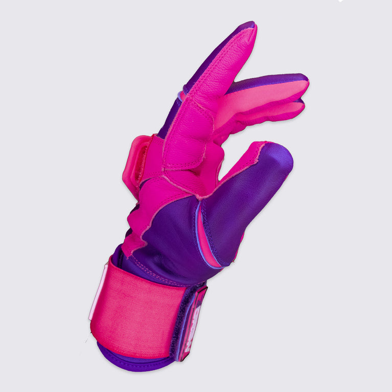 Pink / Purple Long Cuff Batting Gloves