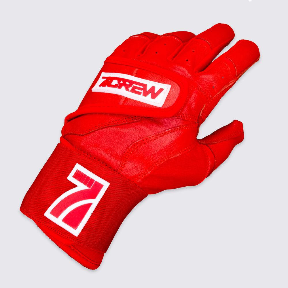 Red Long Cuff Batting Gloves