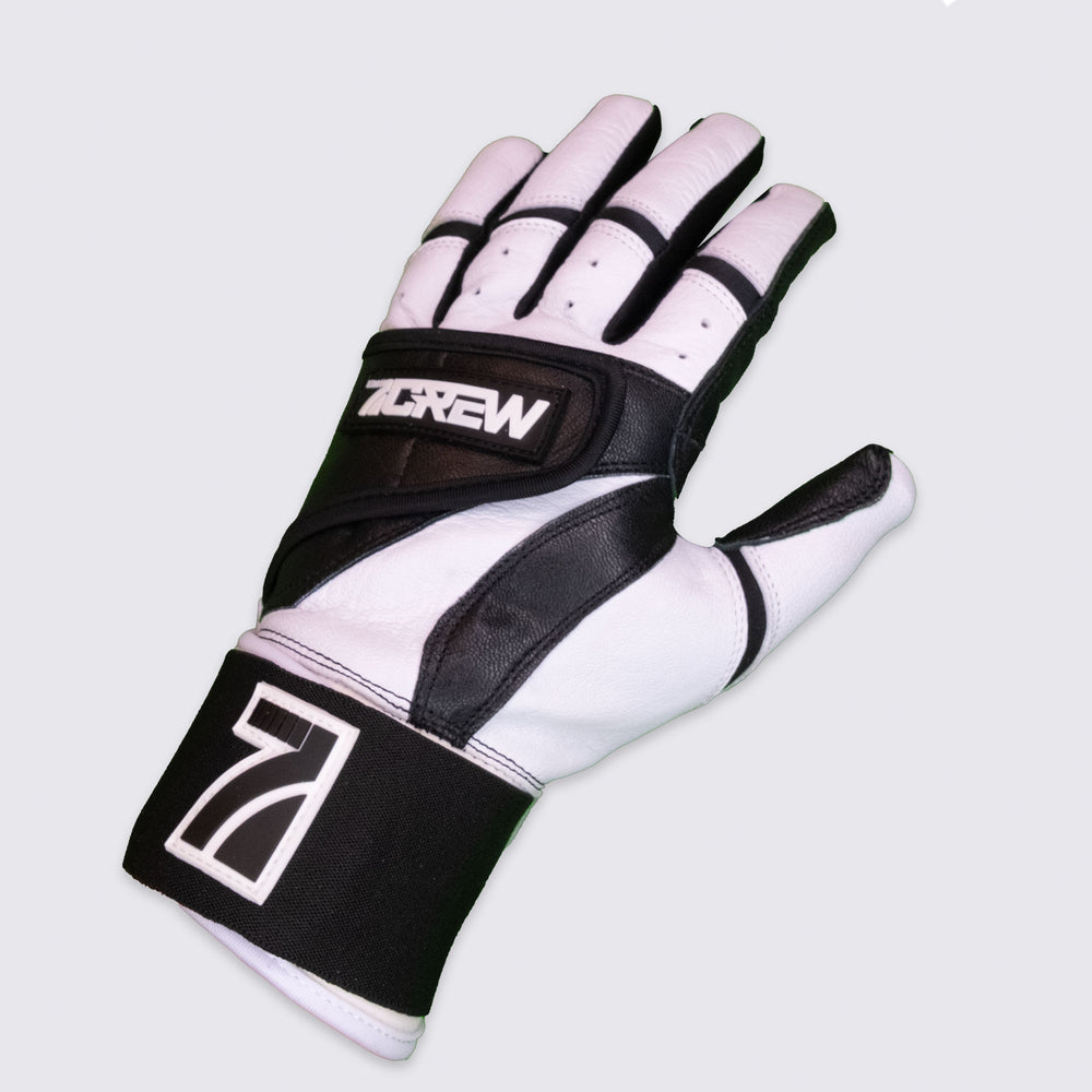 Black / White Long Cuff Batting Gloves