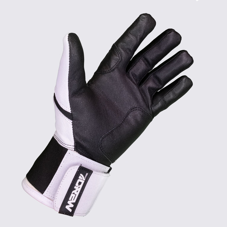 Black / White Long Cuff Batting Gloves