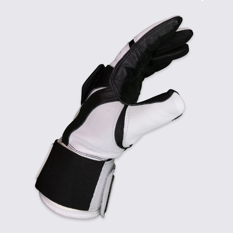 Black / White Long Cuff Batting Gloves