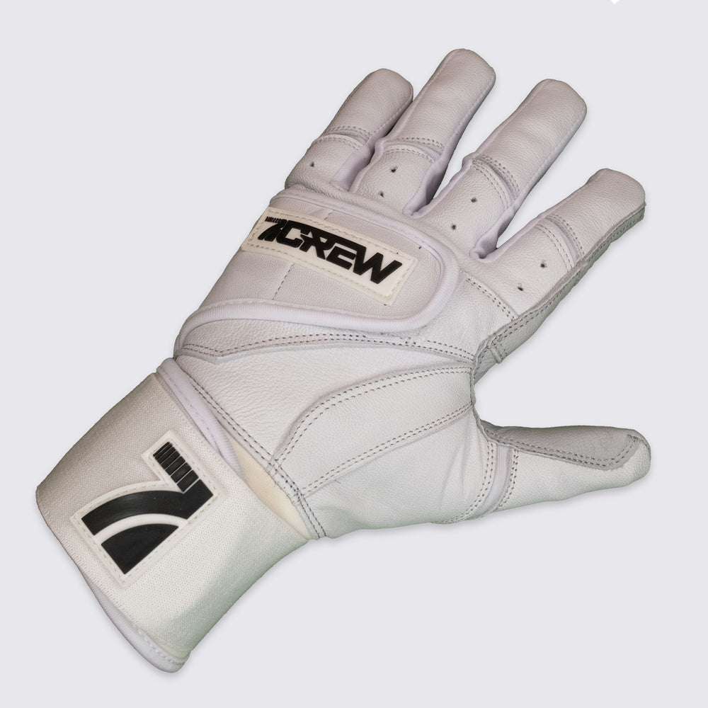 White / Gray Long Cuff Batting Gloves