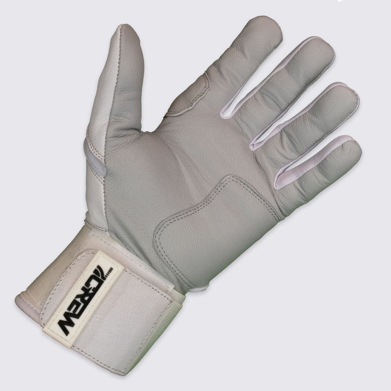 White / Gray Long Cuff Batting Gloves