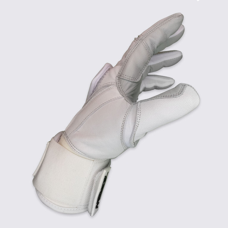 White / Gray Long Cuff Batting Gloves