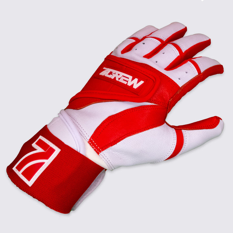 Red / White Long Batting Gloves