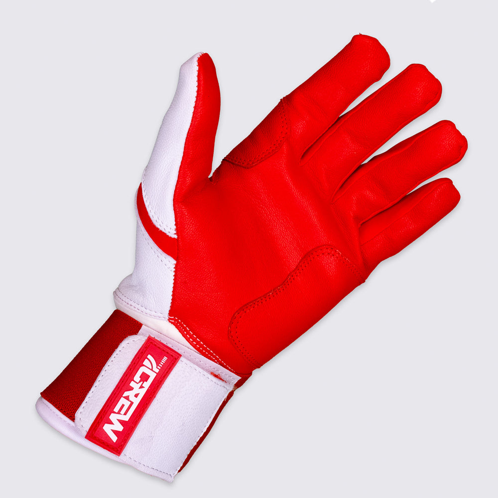 Red / White Long Batting Gloves