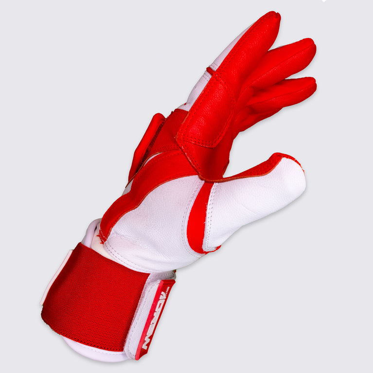 Red / White Long Batting Gloves