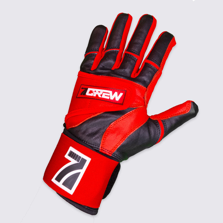 Red / Black Long Cuff Batting Gloves