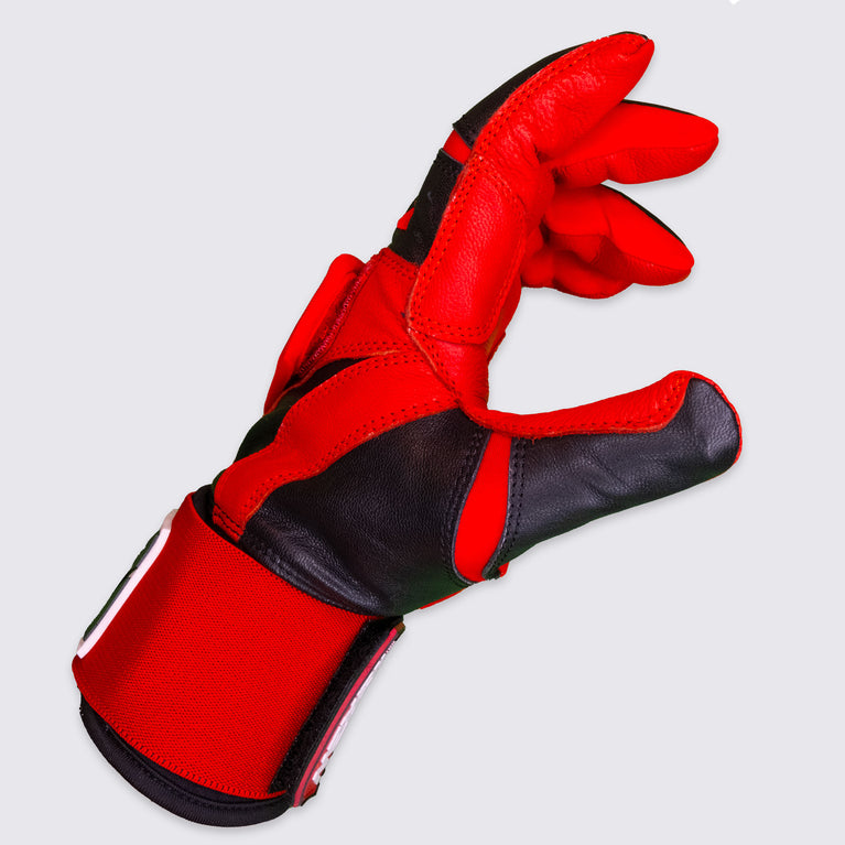 Red / Black Long Cuff Batting Gloves