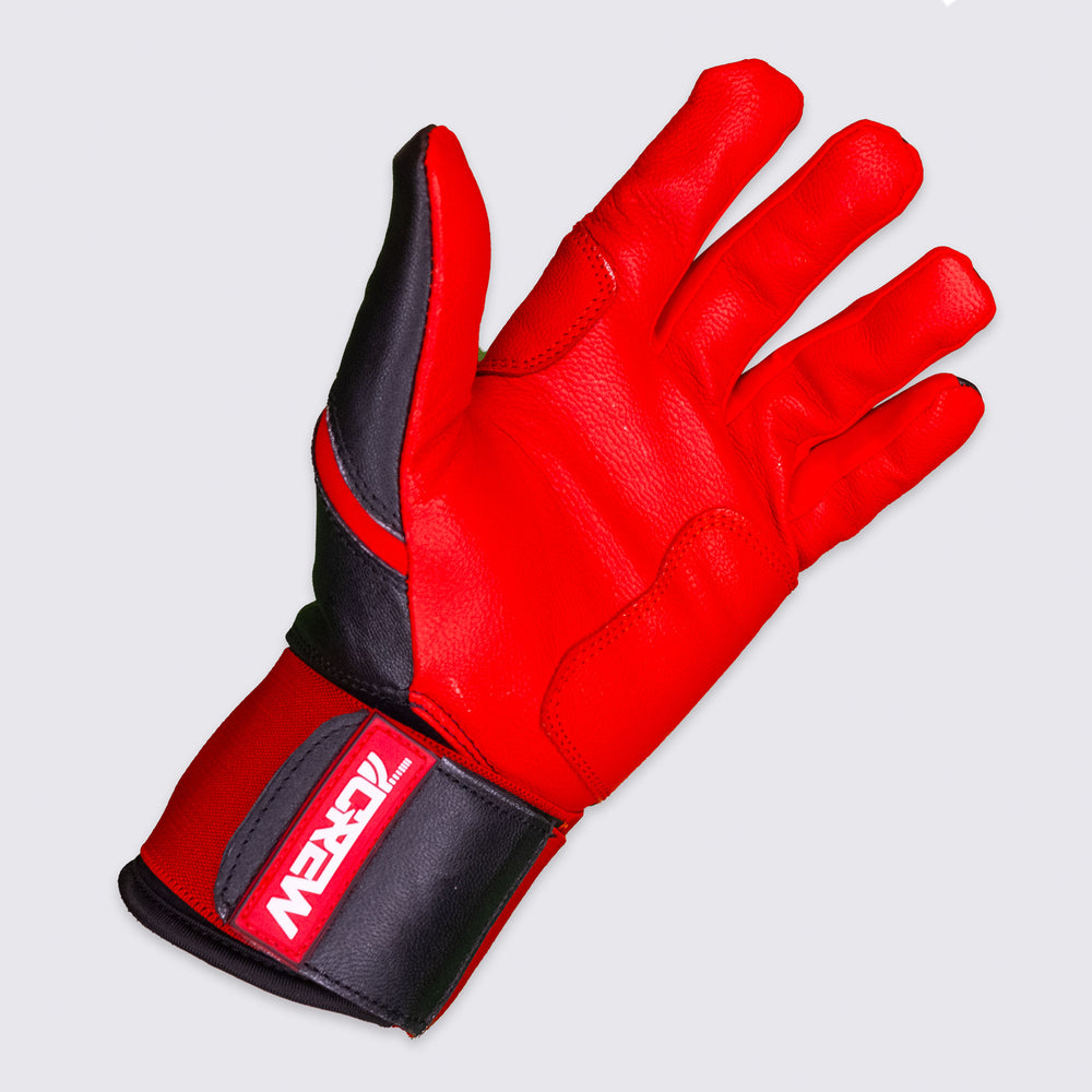 Red / Black Long Cuff Batting Gloves