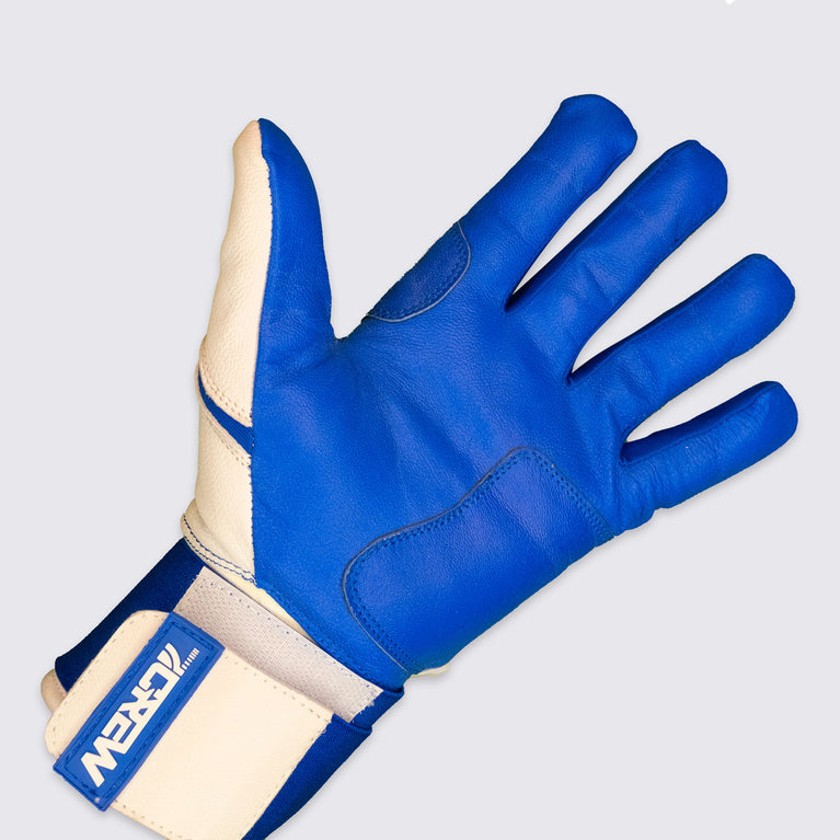 Royal Blue / White Long Cuff Batting Gloves