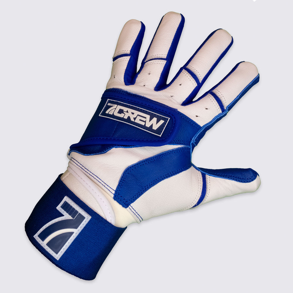 Dark Blue / White Long Cuff Batting Gloves