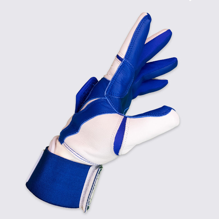 Dark Blue / White Long Cuff Batting Gloves